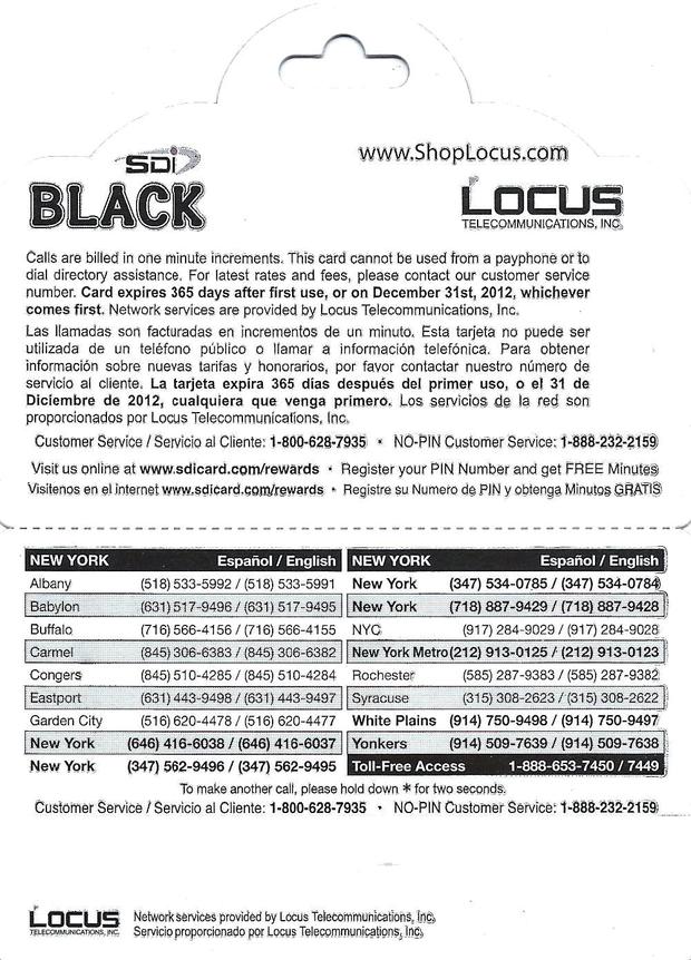 Black phone card back