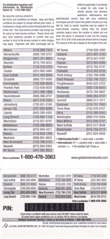 Egypt Express phone card back