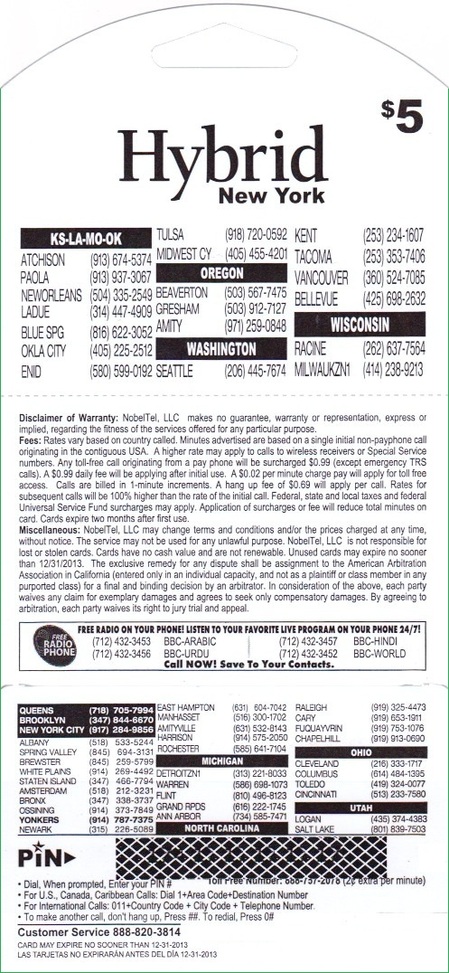 Hybrid phone card back